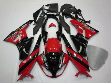 Großhandel Kawasaki ZX6R Motorrad Verkleidung 2009-2012 - Rot Glanzendes Schwarz Elf Touch4 Bridgestone