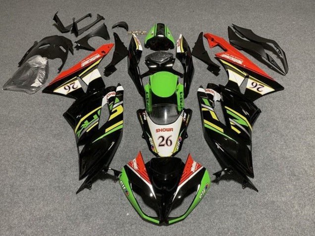 Großhandel Kawasaki ZX6R Motorrad Verkleidung 2009-2012 - Grun Glanzendes Schwarz Weiss Rot Showr 26