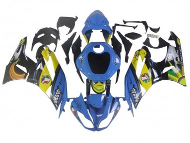 Großhandel Kawasaki ZX6R Motorrad Verkleidung 2009-2012 - Blau Gelb Hai
