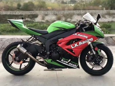 Großhandel Kawasaki ZX6R Motorrad Verkleidung 2009-2012 - Grun Rot Schwarz Weiss L.K. Rennen