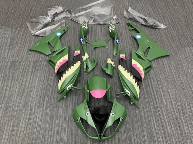 Großhandel Kawasaki ZX6R Motorrad Verkleidung 2009-2012 - Gelb Rosa Matt Grun Hai