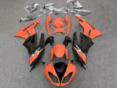 Großhandel Kawasaki ZX6R Motorrad Verkleidung 2009-2012 - Orange Glanzendes Schwarz
