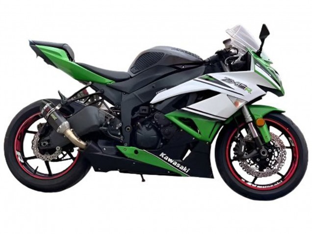 Großhandel Kawasaki ZX6R Motorrad Verkleidung 2009-2012 - Weiss Grun Schwarz