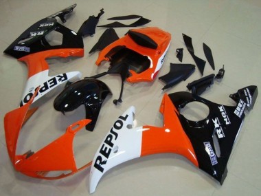 Großhandel Yamaha YZF R6 Motorrad Verkleidung 2003-2004 - Orange Weiss Glanzendes Schwarz Repsol