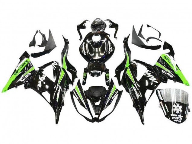 Großhandel Kawasaki ZX6R Motorrad Verkleidung 2013-2018 - Glanzendes Schwarz Grun Weiss Monster Schnee