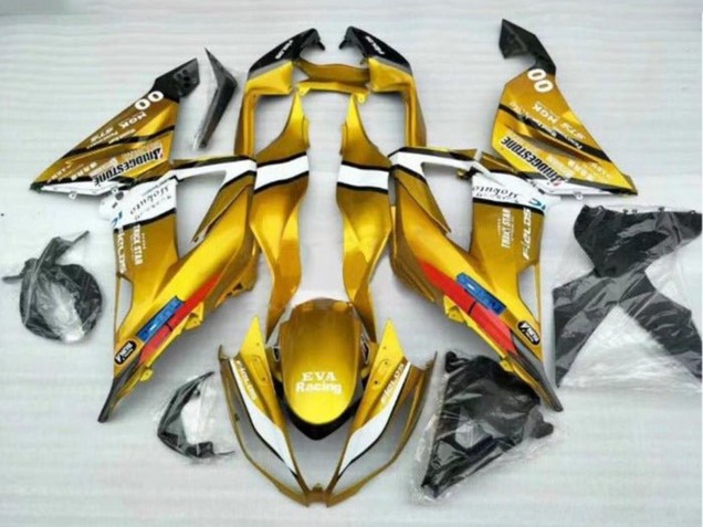 Großhandel Kawasaki ZX6R Motorrad Verkleidung 2013-2018 - Gold Weiss Schwarz