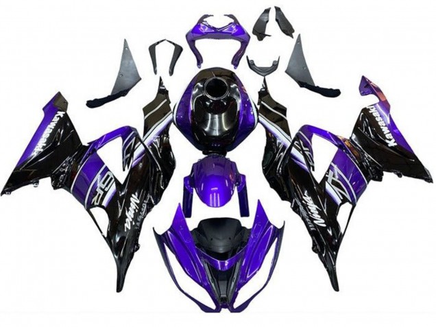 Großhandel Kawasaki ZX6R Motorrad Verkleidung 2013-2018 - Blau Glanzendes Schwarz