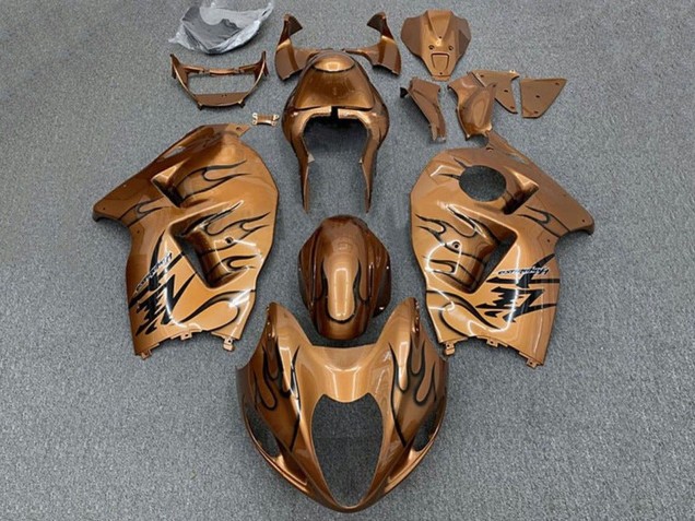 Großhandel Suzuki GSXR 1300 Hayabusa Motorrad Verkleidung 1996-2007 - Braun Bronze Schwarz Flamme