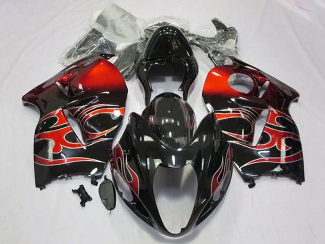 Großhandel Suzuki GSXR 1300 Hayabusa Motorrad Verkleidung 1996-2007 - Glanzendes Schwarz Rot Tribal