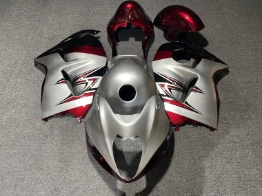 Großhandel Suzuki GSXR 1300 Hayabusa Motorrad Verkleidung 1996-2007 - Silber Bonbon Rot