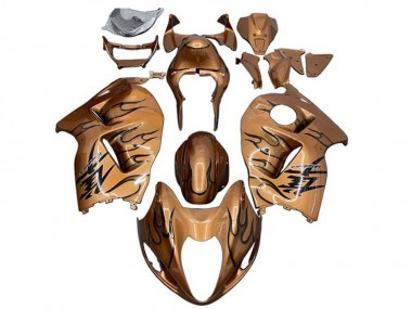 Großhandel Suzuki GSXR 1300 Hayabusa Motorrad Verkleidung 2008-2020 - Bronze Schwarz Flamme