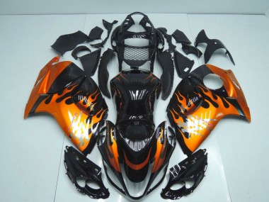 Großhandel Suzuki GSXR 1300 Hayabusa Motorrad Verkleidung 2008-2020 - Glanzendes Schwarz Orange Flamme