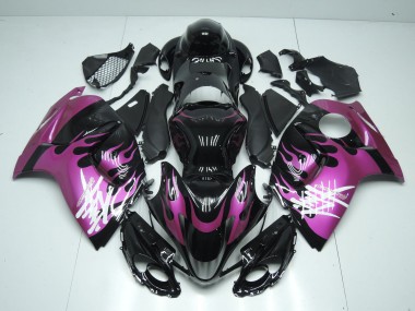 Großhandel Suzuki GSXR 1300 Hayabusa Motorrad Verkleidung 2008-2020 - Glanzendes Schwarz Lila Flamme