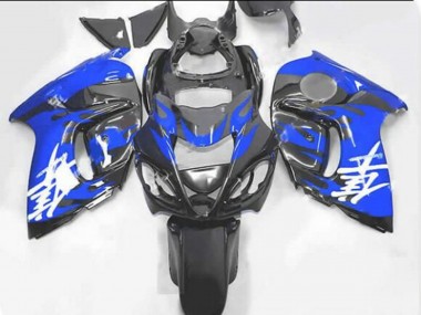 Großhandel Suzuki GSXR 1300 Hayabusa Motorrad Verkleidung 2008-2020 - Schwarz Blaue Flamme