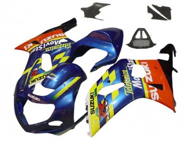 Großhandel Suzuki GSXR1000 Motorrad Verkleidung 2000-2002 - Blau Gelb Rot Telefumica Motul