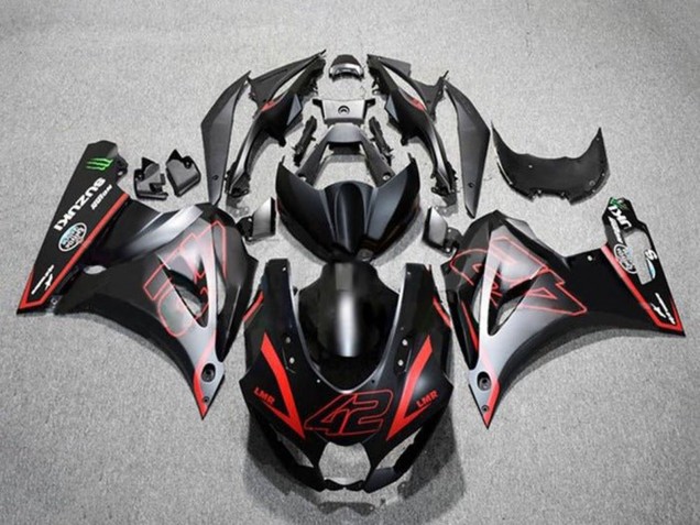 Großhandel Suzuki GSXR1000 Motorrad Verkleidung 2017-2024 - Matt Schwarz Rot 42