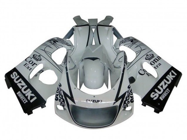 Großhandel Suzuki GSXR 600 / GSXR 750 Motorrad Verkleidung 1996-2000 - Weiss Schwarz Tribal Corona