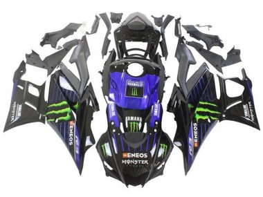 Großhandel Yamaha YZF R3/R25 Motorrad Verkleidung 2019-2021 - Blau Glanzendes Schwarz Grun ENEOS Monster