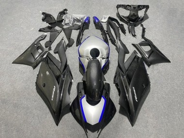 Großhandel Yamaha YZF R3/R25 Motorrad Verkleidung 2019-2021 - Schwarzer Carbonfaser Stil Silberblau