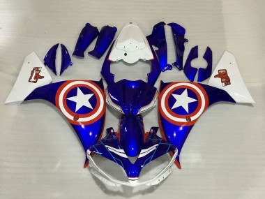 Großhandel Yamaha YZF 1000 R1 Motorrad Verkleidung 2009-2011 - Blau Weiss Rot Stern Captain America