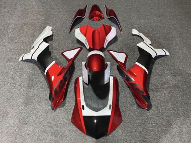 Großhandel Yamaha YZF 1000 R1 Motorrad Verkleidung 2015-2019 - Weiss Rot Kunst Carbonfaser