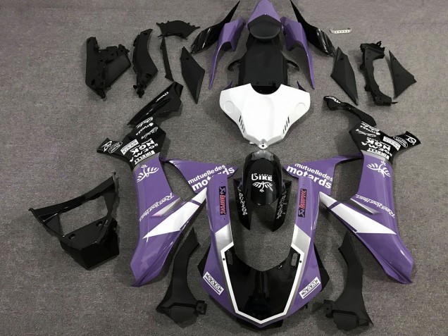 Großhandel Yamaha YZF 1000 R1 Motorrad Verkleidung 2015-2019 - Lila Weiss Glanzendes Schwarz Motul SAM