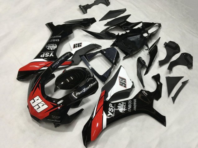 Großhandel Yamaha YZF 1000 R1 Motorrad Verkleidung 2015-2019 - Glanzendes Schwarz Weiss Rot ENEOS Motul YSP 99