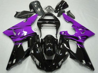 Großhandel Yamaha YZF 1000 R1 Motorrad Verkleidung 2000-2001 - Lila Glanzendes Schwarz Flamme