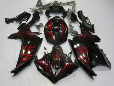 Großhandel Yamaha YZF 1000 R1 Motorrad Verkleidung 2007-2008 - Glanzendes Schwarz Rot Flamme