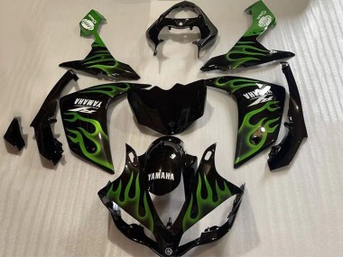 Großhandel Yamaha YZF 1000 R1 Motorrad Verkleidung 2007-2008 - Glanzendes Schwarz Grun Flamme