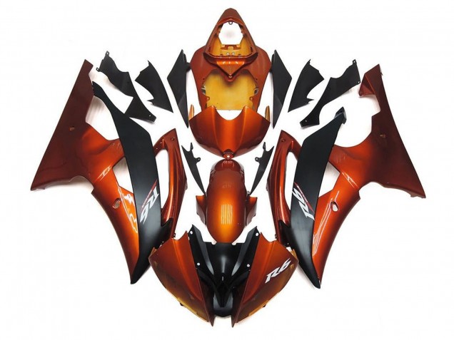 Großhandel Yamaha YZF R6 Motorrad Verkleidung 2008-2016 - Orange Matt Schwarz