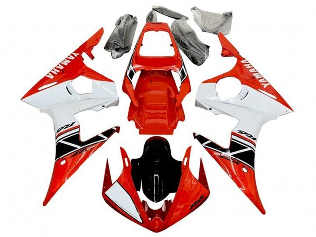 Großhandel Yamaha YZF R6 Motorrad Verkleidung 2003-2004 - Rot Weiss Glanzendes Schwarz Streifen