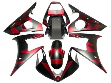 Großhandel Yamaha YZF R6 Motorrad Verkleidung 2003-2004 - Rot Matt Schwarz Geometric