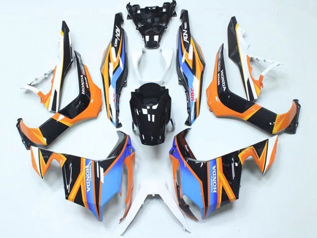 Großhandel Honda ADV150 Motorrad Verkleidung 2018-2021 - Blau Orange Glanzendes Schwarz