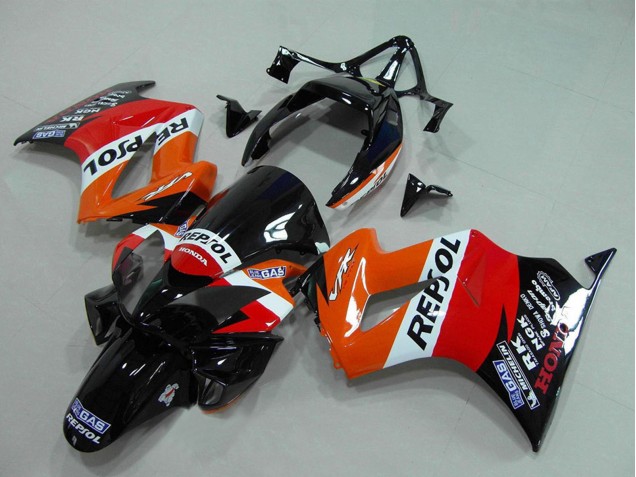 Großhandel Honda VFR 800 Motorrad Verkleidung 2002-2013 - Orange Weiss Rot Glanzendes Schwarz Repsol