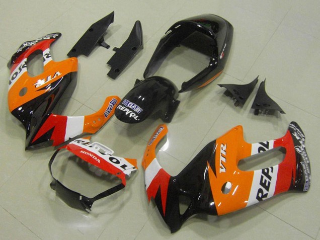 Großhandel Honda VTR1000F Motorrad Verkleidung 1997-2005 - Orange Weiss Rot Glanzendes Schwarz Repsol