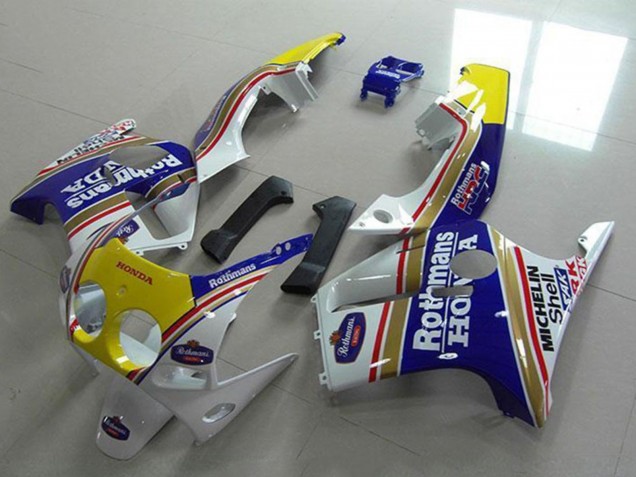 Großhandel Honda CBR250RR MC19 Motorrad Verkleidung 1988-1989 - Weiss Gelb Blau Rothmans