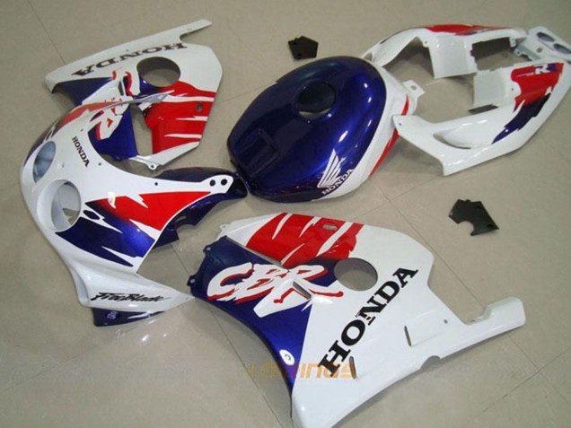 Großhandel Honda CBR250RR MC22 Motorrad Verkleidung 1990-1998 - Weiss Rot Blau