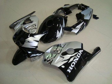 Großhandel Honda CBR250RR MC22 Motorrad Verkleidung 1990-1998 - Silber Glanzendes Schwarz