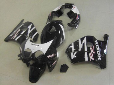 Großhandel Honda CBR250RR MC22 Motorrad Verkleidung 1990-1998 - Glanzendes Schwarz Weiss
