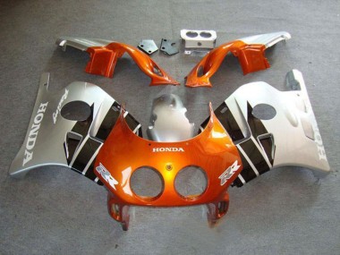 Großhandel Honda CBR250RR MC22 Motorrad Verkleidung 1990-1998 - Silber Orange Glanzendes Schwarz