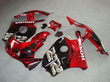 Großhandel Honda CBR250RR MC22 Motorrad Verkleidung 1990-1998 - Rot Glanzendes Schwarz