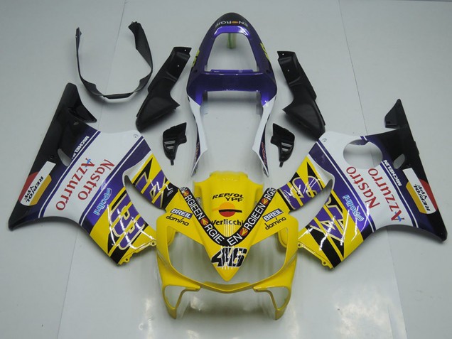 Großhandel Honda CBR600 F4i Motorrad Verkleidung 2001-2003 - Gelb Weiss Blau Schwarz Rot Nastro Azzurro