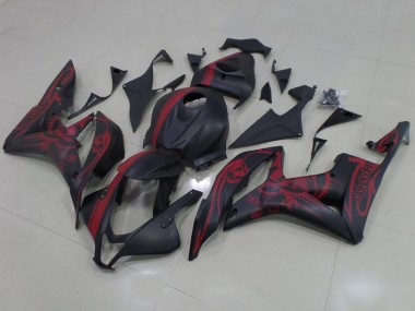 Großhandel Honda CBR600RR Motorrad Verkleidung 2007-2008 - Matt Schwarz Rot Schadel mit Streifen