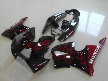 Großhandel Honda CBR900RR 919 Motorrad Verkleidung 1998-1999 - Glanzendes Schwarz Rot Flamme