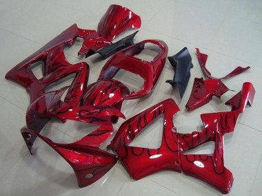 Großhandel Honda CBR900RR 929 Motorrad Verkleidung 2000-2001 - Rot Glanzendes Schwarz Flamme