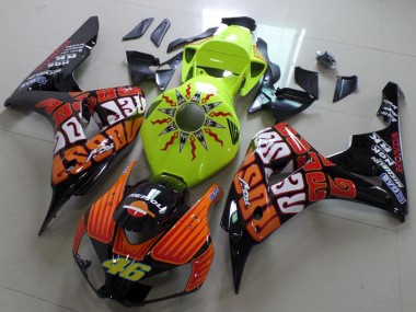 Großhandel Honda CBR1000RR Motorrad Verkleidung 2006-2007 - Grun Orange Glanzendes Schwarz Rossi 46