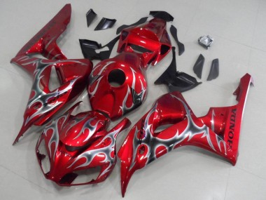 Großhandel Honda CBR1000RR Motorrad Verkleidung 2006-2007 - Rot Schwarz Silber Flamme
