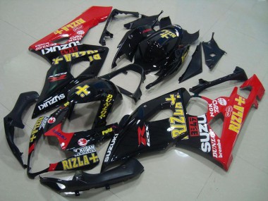 Großhandel Suzuki GSXR 1000 Motorrad Verkleidung 2005-2006 - Glanzendes Schwarz Rot Gold Rizla