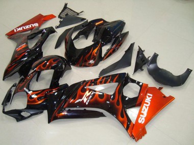 Großhandel Suzuki GSXR 1000 Motorrad Verkleidung 2007-2008 - Glanzendes Schwarz Orange Flamme